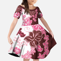 Pink Hibiscus Plumeria Floral Family Matching Off Shoulder Maxi Dress and Hawaiian Shirt - Polynesian Pride