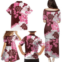Pink Hibiscus Plumeria Floral Family Matching Puletasi and Hawaiian Shirt LT01 - Polynesian Pride