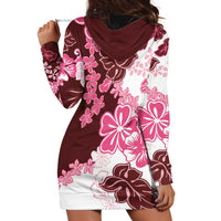 Pink Hibiscus Plumeria Floral Hoodie Dress - Polynesian Pride