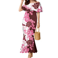 Pink Hibiscus Plumeria Floral Mermaid Dress LT01 Women Pink - Polynesian Pride