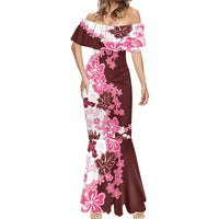 Pink Hibiscus Plumeria Floral Mermaid Dress LT01 - Polynesian Pride