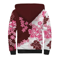 Pink Hibiscus Plumeria Floral Sherpa Hoodie - Polynesian Pride