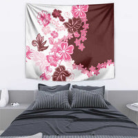 Pink Hibiscus Plumeria Floral Tapestry - Polynesian Pride