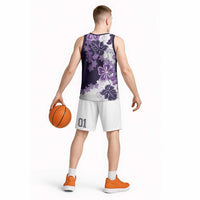Purple Hibiscus Plumeria Floral Basketball Jersey - Polynesian Pride