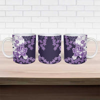 Purple Hibiscus Plumeria Floral Ceramic Mug - Polynesian Pride