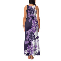 Purple Hibiscus Plumeria Floral Family Matching Tank Maxi Dress and Hawaiian Shirt - Polynesian Pride