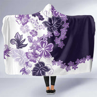 Purple Hibiscus Plumeria Floral Hooded Blanket - Polynesian Pride
