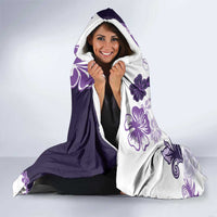 Purple Hibiscus Plumeria Floral Hooded Blanket - Polynesian Pride