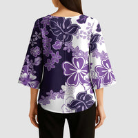 Purple Hibiscus Plumeria Floral Kimono Sleeve Blouse - Polynesian Pride