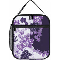 Purple Hibiscus Plumeria Floral Lunch Bag