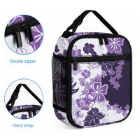 Purple Hibiscus Plumeria Floral Lunch Bag