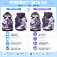 Purple Hibiscus Plumeria Floral Pet Hoodie