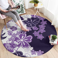 Purple Hibiscus Plumeria Floral Round Carpet - Polynesian Pride