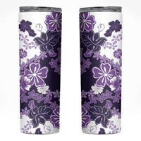 Purple Hibiscus Plumeria Floral Skinny Tumbler - Polynesian Pride
