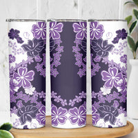 Purple Hibiscus Plumeria Floral Skinny Tumbler - Polynesian Pride