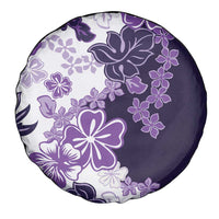 Purple Hibiscus Plumeria Floral Spare Tire Cover - Polynesian Pride