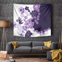 Purple Hibiscus Plumeria Floral Tapestry - Polynesian Pride