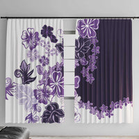 Purple Hibiscus Plumeria Floral Window Curtain - Polynesian Pride