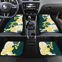 Yelow Teal Hibiscus Plumeria Floral Car Mats - Polynesian Pride