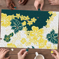 Yelow Teal Hibiscus Plumeria Floral Puzzle LT01