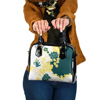 Yelow Teal Hibiscus Plumeria Floral Shoulder Handbag - Polynesian Pride