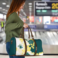 Yelow Teal Hibiscus Plumeria Floral Travel Bag - Polynesian Pride