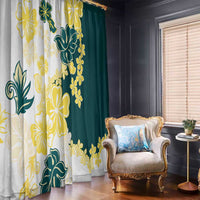 Yelow Teal Hibiscus Plumeria Floral Window Curtain - Polynesian Pride