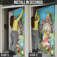 Personalized It's 5 o'clock Somewhere Door Cover Hawaiian Tropical Parrots - Polynesian Pride