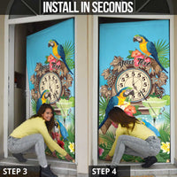 Personalized It's 5 o'clock Somewhere Door Cover Hawaiian Tropical Parrots - Polynesian Pride