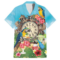 Personalized It's 5 o'clock Somewhere Family Matching Off Shoulder Short Dress and Hawaiian Shirt Hawaiian Tropical Parrots - Polynesian Pride