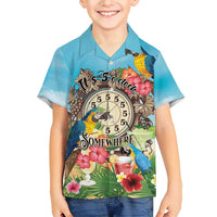 Personalized It's 5 o'clock Somewhere Family Matching Short Sleeve Bodycon Dress and Hawaiian Shirt Hawaiian Tropical Parrots - Polynesian Pride