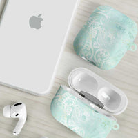 Polynesian Tiare Monstera Seafoam Green AirPods Case Liquid Style - Polynesian Pride