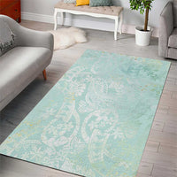 Polynesian Tiare Monstera Seafoam Green Area Rug Liquid Style - Polynesian Pride