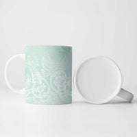 Polynesian Tiare Monstera Seafoam Green Ceramic Mug Liquid Style - Polynesian Pride