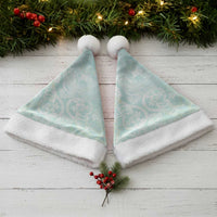 Polynesian Tiare Monstera Seafoam Green Christmas Santa Hat Liquid Style - Polynesian Pride