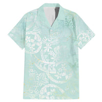 Polynesian Tiare Monstera Seafoam Green Family Matching Mermaid Dress and Hawaiian Shirt Liquid Style - Polynesian Pride