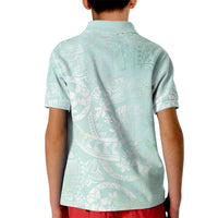 Polynesian Tiare Monstera Seafoam Green Kid Polo Shirt Liquid Style - Polynesian Pride