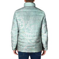 Polynesian Tiare Monstera Seafoam Green Padded Jacket Liquid Style - Polynesian Pride