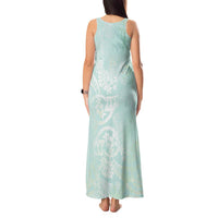 Polynesian Tiare Monstera Seafoam Green Tank Maxi Dress Liquid Style - Polynesian Pride