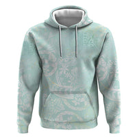 Polynesian Tiare Monstera Seafoam Green Zip Hoodie Liquid Style - Polynesian Pride
