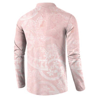 Polynesian Tiare Monstera Soft Pink Button Sweatshirt Liquid Style - Polynesian Pride