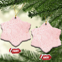 Polynesian Tiare Monstera Soft Pink Ceramic Ornament Liquid Style - Polynesian Pride
