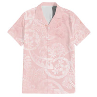 Polynesian Tiare Monstera Soft Pink Family Matching Short Sleeve Bodycon Dress and Hawaiian Shirt Liquid Style LT01 Dad's Shirt - Short Sleeve Pink - Polynesian Pride