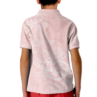 Polynesian Tiare Monstera Soft Pink Kid Polo Shirt Liquid Style - Polynesian Pride