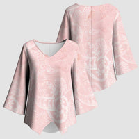 Polynesian Tiare Monstera Soft Pink Kimono Sleeve Blouse Liquid Style - Polynesian Pride