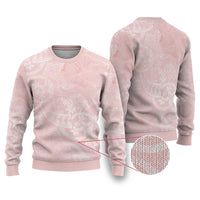 Polynesian Tiare Monstera Soft Pink Ugly Christmas Sweater Liquid Style - Polynesian Pride