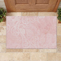 Polynesian Tiare Monstera Soft Pink Rubber Doormat Liquid Style - Polynesian Pride