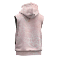 Polynesian Tiare Monstera Soft Pink Sleeveless Hoodie Liquid Style - Polynesian Pride