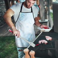 Polynesian Tiare Monstera Baby Blue Apron Liquid Style - Polynesian Pride