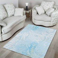 Polynesian Tiare Monstera Baby Blue Area Rug Liquid Style - Polynesian Pride